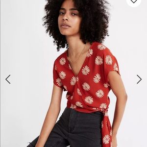NWT Madewell Sash-Tie Wrap Top in in Daisy Daydream